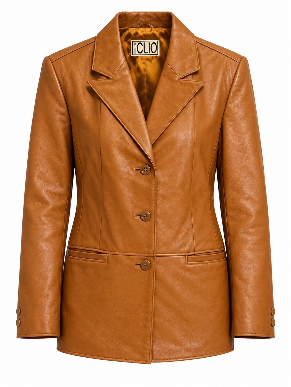 Vintage Clio Cognac Leather Blazer